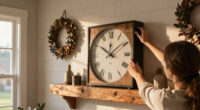 Farmhouse Wall Clock Styling: Shiplap, Wreaths, and Mantels