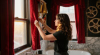 A Film Enthusiast Gave Her Brooklyn Bathroom A Theater-Inspired Redo
