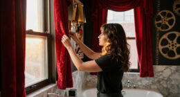A Film Enthusiast Gave Her Brooklyn Bathroom A Theater-Inspired Redo