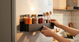 This Magnetic Shelf Turns The Empty Side Of Your Fridge Into Extra Storage Space